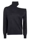 D Exterior Off-shoulder Turtleneck Sweater In Black