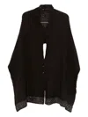 D Exterior Open-front Alpaca-wool Blend Cardigan With Metallic Accents In Brown