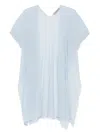 D Exterior Open-front Sweater With Side Slits In Blue