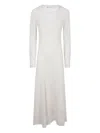 D Exterior Open-knit Long-sleeve Midi Dress In White