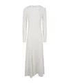 D Exterior Open-knit Long-sleeve Midi Dress In White