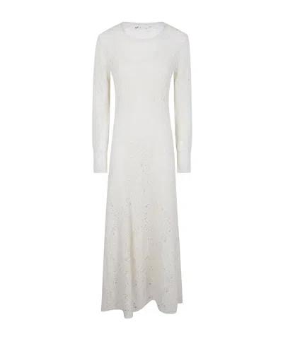 D EXTERIOR OPEN-KNIT LONG-SLEEVE MIDI DRESS