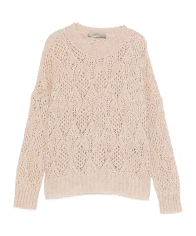 D EXTERIOR OPEN-KNIT ROUND-NECK SWEATER