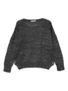 D Exterior Open-knit Sweater In Gray