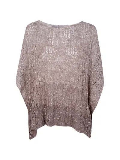 D Exterior Open Knit Top In Neutral