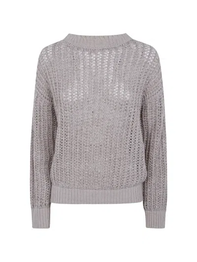 D Exterior Open-knit Sweater In Animal Print