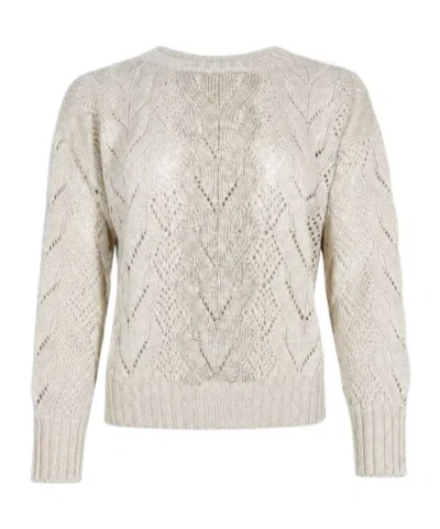D Exterior Open-knit Sweater In Neutral