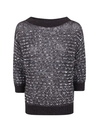 D Exterior Open-knit Sweater In Red