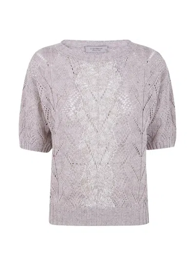 D Exterior Openwork T-shirt In Gray