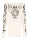 D Exterior Ornate-print Long-sleeve Top In White