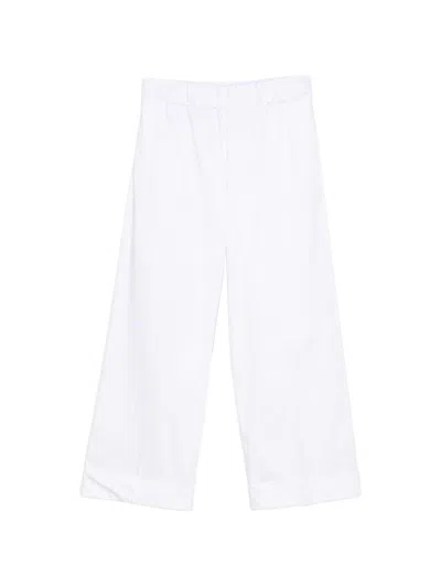 D Exterior Elasticated-waistband Turned-up-cuffs Trousers In White