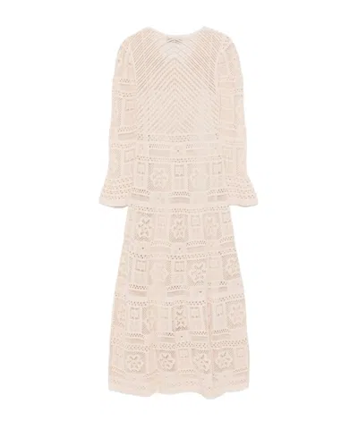 D Exterior Patchwork Maxi Dress In Neutral
