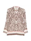 D Exterior Patterned Buttoned Shirt In Brown