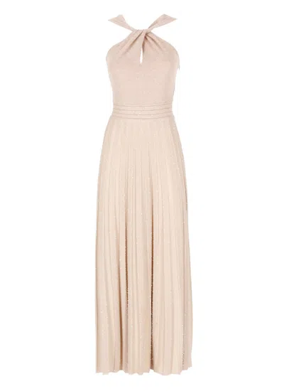 D Exterior D.exterior Pleated Halter Dress In Neutral