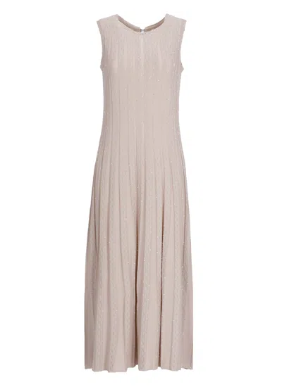 D Exterior Pink Viscose Dress With All-over Sequin Details In Pattern