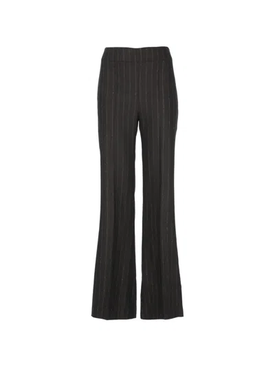 D Exterior Pinstripe Wide-leg Trousers In Black