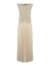 D Exterior Pleated Midi Dress With Sequins In Neutral