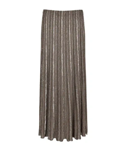 D Exterior Pleated Midi Skirt In Gray