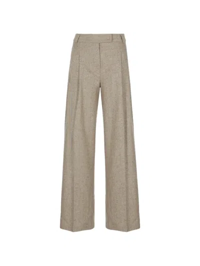 D Exterior D.exterior Pleated Wide-leg Pants In Neutral