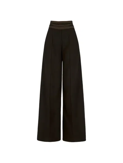 D Exterior Pleated-waistband Wide-leg Trousers In Brown