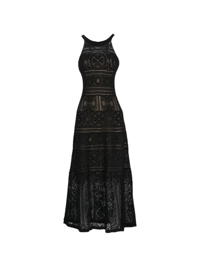 D Exterior D.exterior Crochet Halterneck Dress In Black