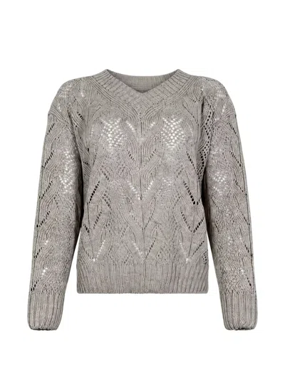 D Exterior Pointelle-knit V-neck Sweater In Multi