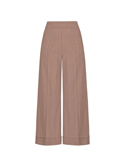 D Exterior Pressed-crease Turn-up Cuff Trousers In Brown