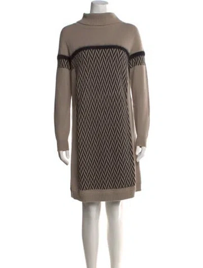 Pre-owned D Exterior Printed Knee-length Dress In Neutral