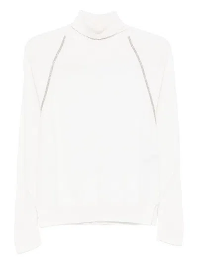 D Exterior Raglan-sleeve High-neck Sweater In White