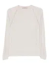 D Exterior Raglan-sleeve Ribbed Sweater In Neutral