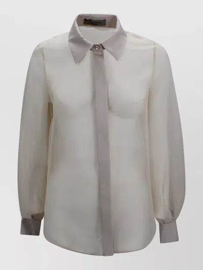 D Exterior Relaxed Fit Long Sleeve Sheer Shirt In Neutral