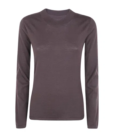 D EXTERIOR RIBBED CREW-NECK KNIT TOP