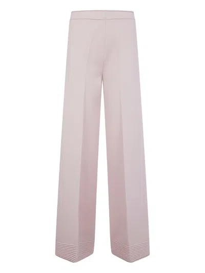 D Exterior Ribbed-hem Wool Trousers In Pink