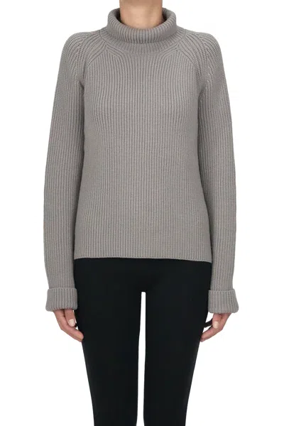 D Exterior Ribbed Knit Pullover In Gray