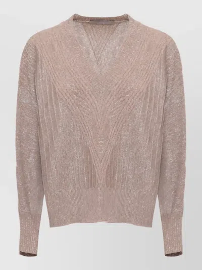 D Exterior D.exterior Lurex V-neck Knitted Sweater In Neutral