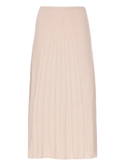 D EXTERIOR RIBBED MIDI SKIRT