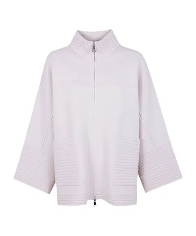 D Exterior Ribbed-panel Zip-front Coat In Gray
