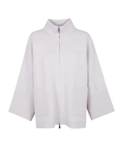 D EXTERIOR RIBBED-PANEL ZIP-FRONT COAT