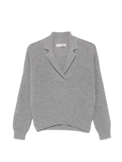 D Exterior Ribbed-knit Cashmere Sweater In Gray