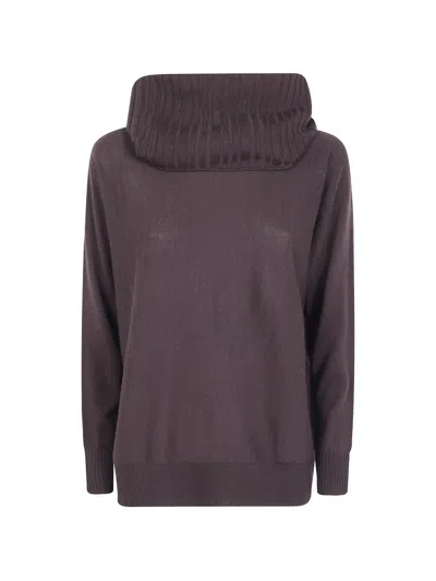 D Exterior Ribbed-knit Roll-neck Sweater In Purple