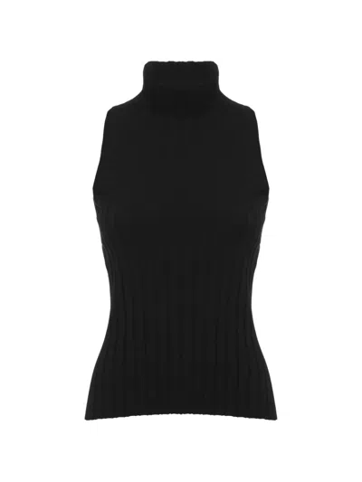 D Exterior D.exterior Ribbed Sleeveless Knitted Top In Black