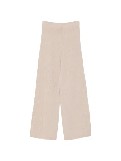 D Exterior Ribbed-knit Wide-leg Trousers In Neutral
