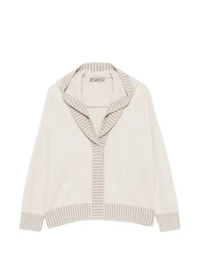 D Exterior Ribbed-trim Cardigan In Neutral