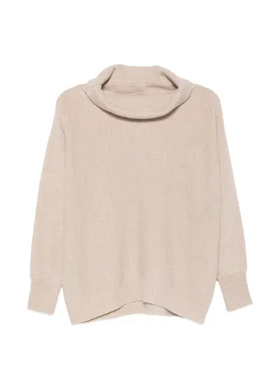 D Exterior Roll-neck Knitted Sweater In Gray