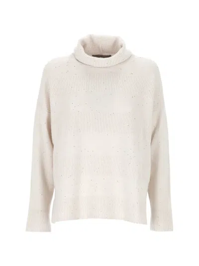 D Exterior Roll-neck Sweater In Neutral