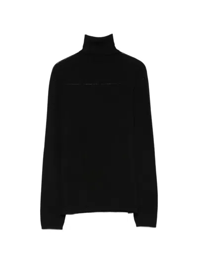 D Exterior Roll-neck Wool Sweater In Black