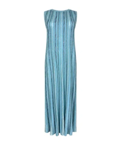 D Exterior Round Neck Dress In Blue