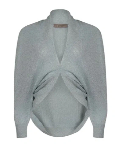 D Exterior Ruffle Detail Sweater In Green