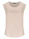 D Exterior Satin Crew-neck Top In Neutral