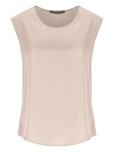 D Exterior Satin Crew-neck Top In Neutral